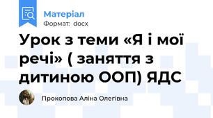 Урок з теми «Я і мої речі» ( заняття з дитиною ООП) ЯДС