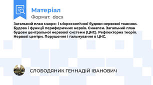 Загальний план макро- і мікроскопічної будови нервової тканини. Будова і функції периферичних нервів. Синапси. Загальний план будови центральної нервової системи (ЦНС). Рефлекторна теорія. Нервові центри. Порушення і гальмування в ЦНС.