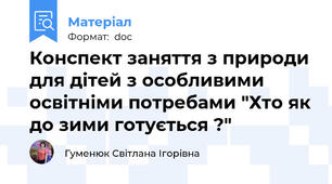Конспект заняття з природи для дітей з особливими освітніми потребами "Хто як до зими готується ?"