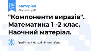 "Компоненти виразів". Математика 1 -2 клас. Наочний матеріал.
