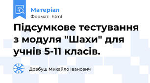 Підсумкове тестування з модуля "Шахи" для учнів 5-11 класів.