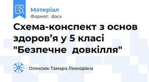 Схема-конспект з основ  здоров’я у 5 класі "Безпечне  довкілля"