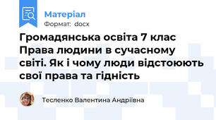 Громадянська освіта 7 клас  Права людини в сучасному світі. Як і чому люди відстоюють свої права та гідність