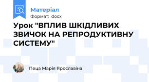 Урок "ВПЛИВ ШКІДЛИВИХ ЗВИЧОК НА РЕПРОДУКТИВНУ   СИСТЕМУ"