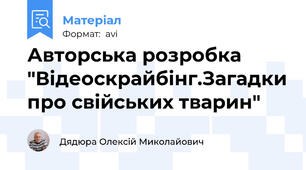Авторська розробка "Відеоскрайбінг.Загадки про свійських тварин"
