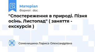 "Спостереження в природі. Пізня осінь. Листопад" ( заняття - екскурсія )
