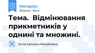Тема.  Відмінювання прикметників у однині та множині.