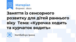 Заняття із сенсорного розвитку для дітей раннього віку  Тема: «Курочка ходить та курчаток водить»