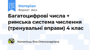 Багатоцифрові числа + римська система числення (тренувальні вправи) 4 клас
