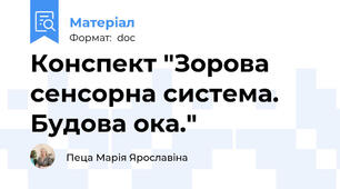 Конспект "Зорова сенсорна система. Будова ока."