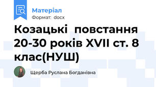 Козацькі  повстання 20-30 років XVII ст. 8 клас(НУШ)