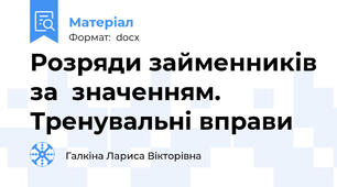 Розряди займенників за  значенням. Тренувальні вправи