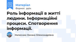 Роль інформації в житті людини. Інформаційні процеси. Спотворення інформації.