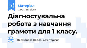 Діагностувальна робота з навчання грамоти для 1 класу.