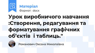 Урок виробничого навчання :Створення, редагування та форматування графічних об’єктів  і таблиць."