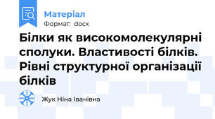 Білки як високомолекулярні сполуки. Властивості білків. Рівні структурної організації білків