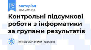 Контрольні підсумкові роботи з інформатики за групами результатів
