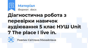 Діагностична робота з перевірки навичок аудіювання 5 клас НУШ Unit 7 The place I live in.