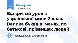 Відкритий урок з української мови 2 клас. Велика буква в іменах, по батькові, прізвищах людей.