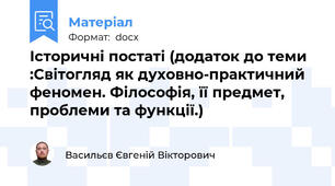 Історичні постаті (додаток до теми :Світогляд як духовно-практичний феномен. Філософія, її предмет, проблеми та функції.)