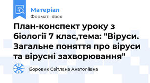 План-конспект уроку з біології 7 клас,тема: "Віруси. Загальне поняття про віруси та вірусні захворювання"