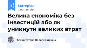 Велика економіка без інвестицій або як уникнути великих втрат