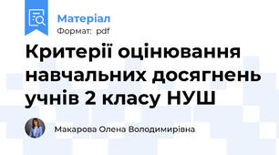 Критерії оцінювання навчальних досягнень учнів 2 класу НУШ