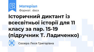 Історичний диктант із всесвітньої історії для 11 класу за пар. 15-19 (підручник Т. Ладиченко)