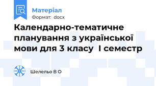 Календарно-тематичне планування з української мови для 3 класу  І семестр