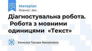 Діагностувальна робота.  Робота з мовними одиницями  «Текст»