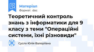 Теоретичний контроль знань з інформатики для 9 класу з теми "Операційні системи, їхні різновиди"