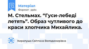 М. Стельмах. “Гуси-лебеді летять”. Образ чутливого до краси хлопчика Михайлика.