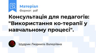 Консультація для педагогів: "Використання ко-терапії у навчальному процесі".