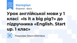 Урок англійської мови у 1 класі  «Is it a big pig?» до підручника «English. Start up. 1 клас»