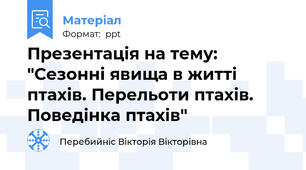 Презентація на тему: "Сезонні явища в житті птахів. Перельоти птахів. Поведінка птахів"