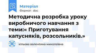 Методична розробка уроку виробничого навчання з теми:« Приготування капусняків, розсольників.»