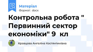 Контрольна робота " Первинний сектор  економіки" 9  кл