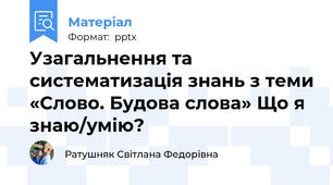 Узагальнення та систематизація знань з теми «Слово. Будова слова» Що я знаю/умію?