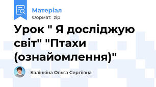 Урок " Я досліджую світ" "Птахи (ознайомлення)"