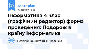 Інформатика 4 клас (графічний редактор) форма проведення: Подорож в країну Інформатика