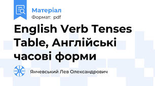 English Verb Tenses Table, Англійські часові форми