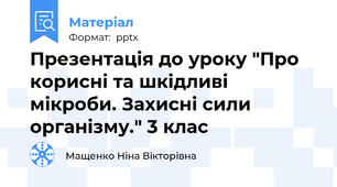 Презентація до уроку "Про корисні та шкідливі мікроби. Захисні сили організму." 3 клас
