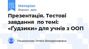 Презентація. Тестові завдання  по темі: «Ґудзики» для учнів з ООП