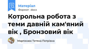 Котрольна робота з теми давній кам'яний вік , Бронзовий вік