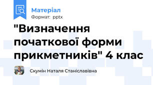 "Визначення початкової форми прикметників" 4 клас