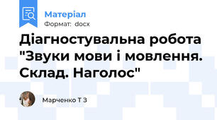 Діагностувальна робота "Звуки мови і мовлення. Склад. Наголос"