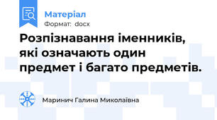 Розпізнавання іменників, які означають один предмет і багато предметів.