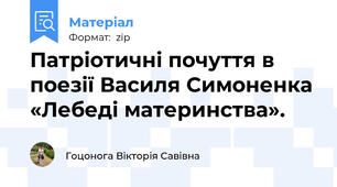 Патріотичні почуття в поезії Василя Симоненка «Лебеді материнства».