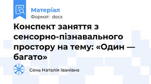 Конспект заняття з сенсорно-пізнавального простору на тему: «Один — багато»