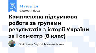 Комплексна підсумкова робота за групами результатів з історії України за І семестр (8 клас)